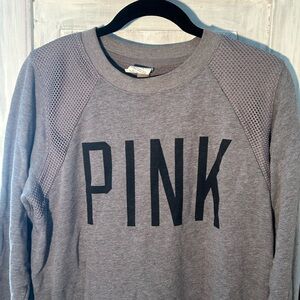 PINK Victoria's Secret Heather Gray Mesh Sweatshirt Size Medium.